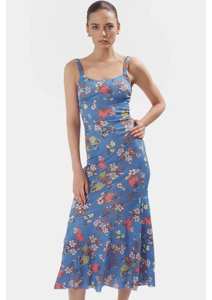 Maxi Elbise Çiçekli Desenli Bodycon Kalıp 94 Polyester 6 Elastan Yazlık Uzun Ömürlü Rahat ve Şık fiyatları