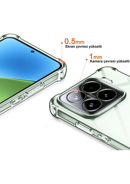 Xiaomi Mi 15 Pro ile Uyumlu Kapak Kamera Korumalı Airbag Antishock Köşe Korumalı Şeffaf Silikon Kılıf modelleri