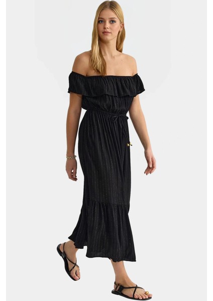 Yazlık Maxi Elbise Şık Çizgili Dokuma Kumaş Rahat Günlük Stil Kaliteli Işçilik Mükemmel Uyum fiyatları