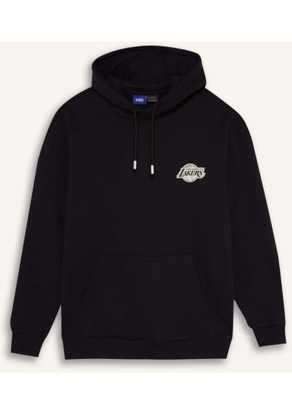 Fit NBA Los Angeles Lakers Boxy Fit Kapüşonlu Kalın Sweatshirt A4114AX24WN