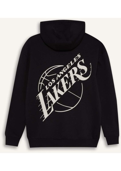 Fit NBA Los Angeles Lakers Boxy Fit Kapüşonlu Kalın Sweatshirt A4114AX24WN