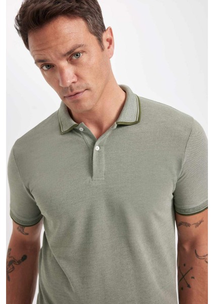 Slim Fit Dar Kesim Polo Yaka Kısa Kollu Pamuklu Tişört D0033AXNS