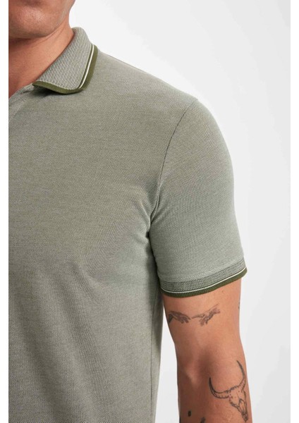 Slim Fit Dar Kesim Polo Yaka Kısa Kollu Pamuklu Tişört D0033AXNS