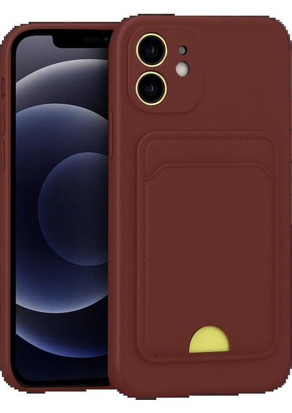 iPhone 11 Kılıf Kelvin Kartvizitli Silikon - Bordo - NFND6006-2799
