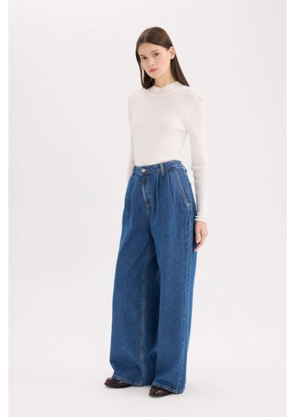 90's Wide Leg Yüksek Bel Geniş Paça Uzun Jean Pantolon D1344AX24WN modelleri