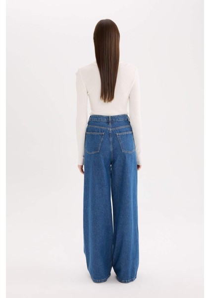 90's Wide Leg Yüksek Bel Geniş Paça Uzun Jean Pantolon D1344AX24WN
