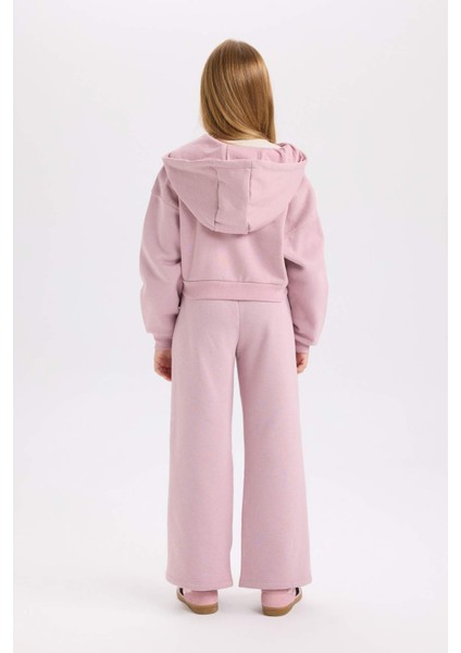 Kız Çocuk 2'li Takım Kapüşonlu Kalın Fermuarlı Sweatshirt Hırka Jogger Eşofman Altı D0728A824AU