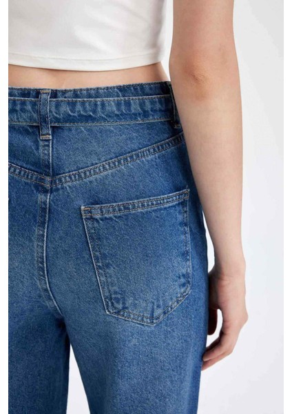 90's Wide Leg Yüksek Bel Geniş Paça Uzun Jean Yıkamalı Pantolon D1336AX24WN