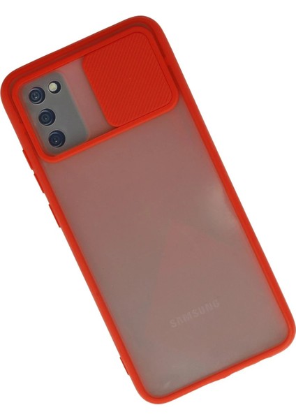 Samsung Galaxy A03S Kılıf Palm Buzlu Kamera Sürgülü Silikon - Kırmızı - NFND4389-9792