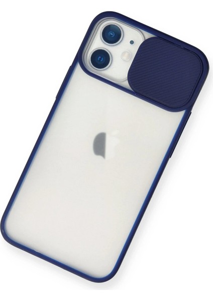 iPhone 11 Kılıf Palm Buzlu Kamera Sürgülü Silikon - Lacivert - NFND3536-8233