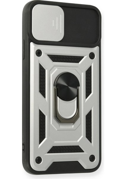 iPhone 11 Pro Kılıf Pars Lens Yüzüklü Silikon - Gümüş - NFND4823-5648
