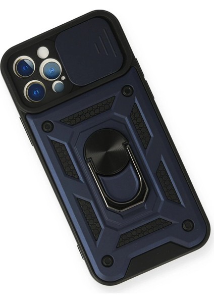 iPhone 12 Pro Kılıf Pars Lens Yüzüklü Silikon - Lacivert - NFND7550-7375