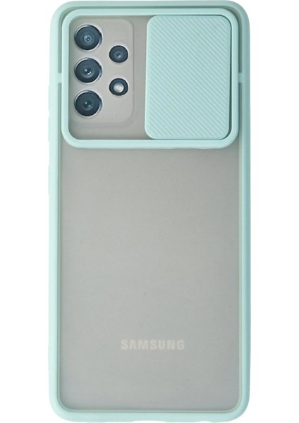 Samsung Galaxy A52 Kılıf Palm Buzlu Kamera Sürgülü Silikon - Turkuaz - NFND2677-9590
