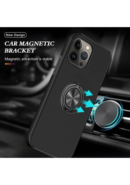 iPhone 13 Pro Kılıf Elit Yüzüklü Kapak - Siyah - NFND7600-9337