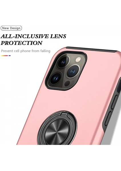 iPhone 13 Pro Kılıf Elit Yüzüklü Kapak - Pembe - NFND1829-7949