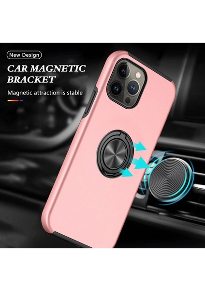 iPhone 13 Pro Kılıf Elit Yüzüklü Kapak - Pembe - NFND1829-7949