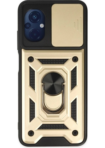 Xiaomi Poco M5 Kılıf Pars Lens Yüzüklü Silikon - Gold - NFND1762-3796