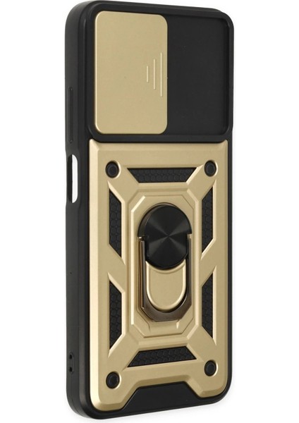 Xiaomi Poco M5 Kılıf Pars Lens Yüzüklü Silikon - Gold - NFND1762-3796