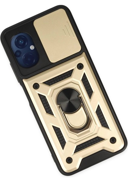 Xiaomi Poco M5 Kılıf Pars Lens Yüzüklü Silikon - Gold - NFND1762-3796