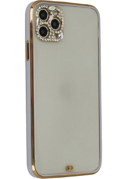 iPhone 11 Pro Kılıf Liva Taşlı Silikon - Mor - NFND6222-8275