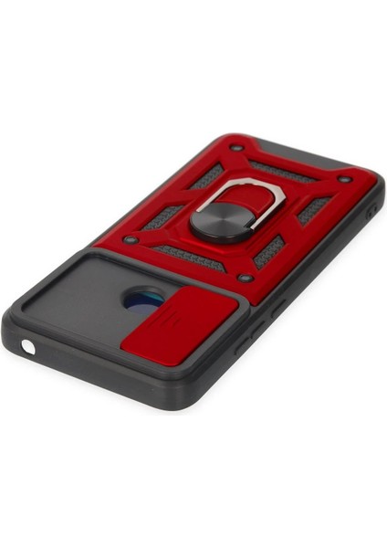 Xiaomi Redmi 10C Kılıf Pars Lens Yüzüklü Silikon - Kırmızı - NFND8361-3788