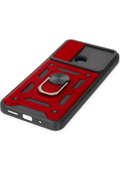 Xiaomi Redmi 10C Kılıf Pars Lens Yüzüklü Silikon - Kırmızı - NFND8361-3788