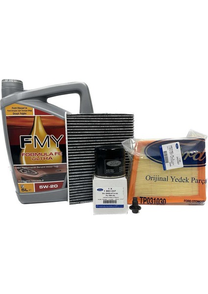 Ford B-Max 1.0 Ecoboost Filtre Bakım Seti 2012-2018 Hava+Yağ+Karbonlu Polen Filtresi+Motor Yağı