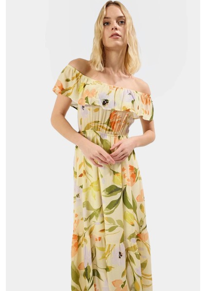 Çok Çiçekli A Kesim Maxi Elbise Polyester Yazlık Rahat Günlük Yüksek Kalite Premium fiyatları
