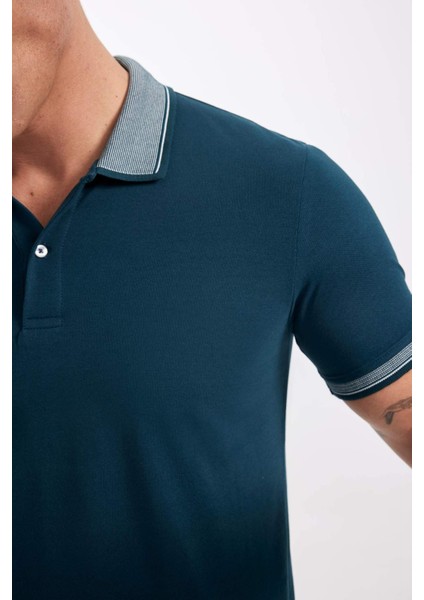 Slim Fit Dar Kesim Polo Yaka Kısa Kollu Pamuklu Tişört D0033AXNS
