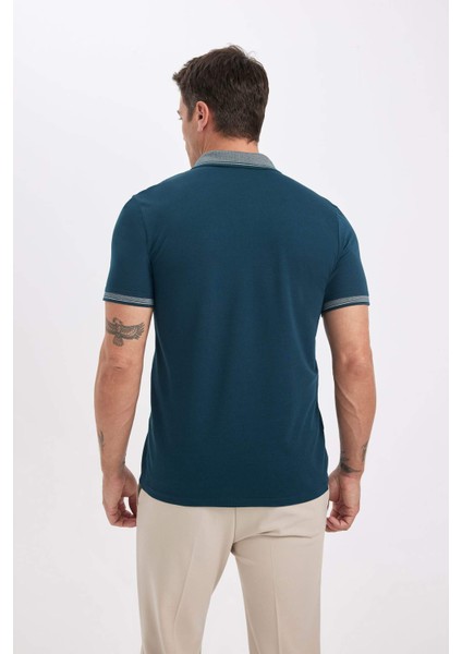 Slim Fit Dar Kesim Polo Yaka Kısa Kollu Pamuklu Tişört D0033AXNS