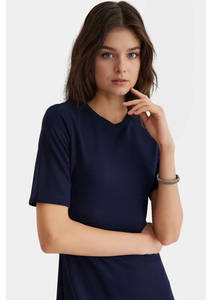 A Line Midi Örme Elbise Bisiklet Yaka Truvakar Kol Günlük Stil Özel Tasarım Şık Görünüm fiyatları