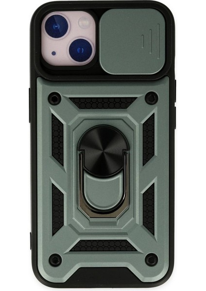 iPhone 14 Kılıf Pars Lens Yüzüklü Silikon - Yeşil - NFND7461-3767
