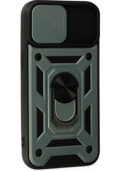 iPhone 14 Kılıf Pars Lens Yüzüklü Silikon - Yeşil - NFND7461-3767