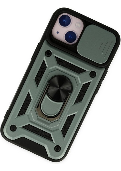 iPhone 14 Kılıf Pars Lens Yüzüklü Silikon - Yeşil - NFND7461-3767