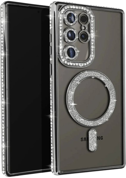 Samsung Galaxy S25 Ultra Kılıf Joke Simli Magneticsafe Kılıf - Siyah - NFND3583-1549