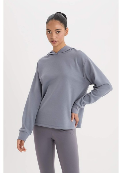 Fit Standart Fit Kapüşonlu Skuba Dalgıç Kumaş Sporcu Basic Düz Sweatshirt A5626AX24AU