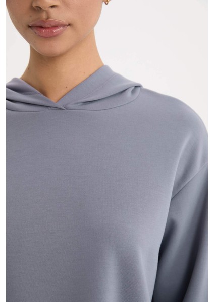 Fit Standart Fit Kapüşonlu Skuba Dalgıç Kumaş Sporcu Basic Düz Sweatshirt A5626AX24AU