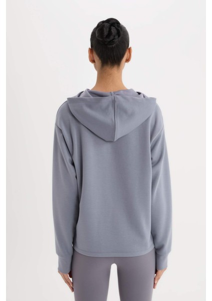 Fit Standart Fit Kapüşonlu Skuba Dalgıç Kumaş Sporcu Basic Düz Sweatshirt A5626AX24AU