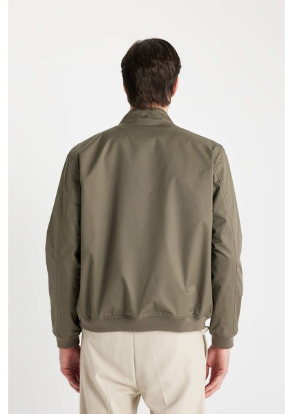 Su İtici Slim Fit Mont Ceket Dar Kesim Dik Yaka Fermuarlı Cepli Astarlı Mevsimlik Hafif İnce D1238AX24WN