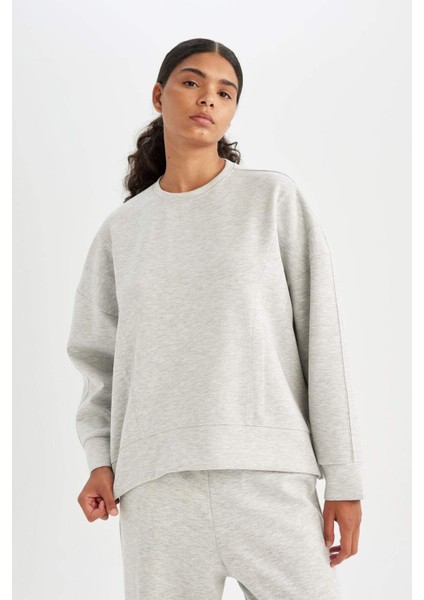 Fit Bisiklet Yaka Skuba Dalgıç Kumaş Sporcu Sweatshirt C9612AX24AU