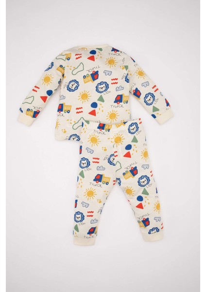 Erkek Bebek Pijama Takım Baskılı Penye Uzun Kollu Üst Beli Lastikli Uzun Alt D1766A524AU