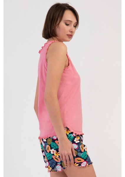 Pamuklu Kadın Genıs Askılı Şortlu Pijama Takım , 408305 fiyatları
