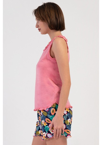 Pamuklu Kadın Genıs Askılı Şortlu Pijama Takım , 408305 modelleri