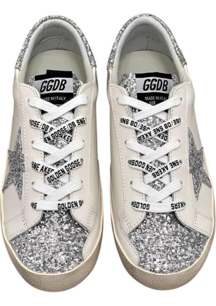 Women's Super Star- Golden Goose Glitter Sneaker - Coarse Glitter Laces - Kadın Ayakkabı Sneakers indirimleri