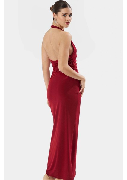 Maxi Örme Elbise V Yaka Bodycon Kalıp Yazlık Dayanıklı Malzeme Rahat Kullanım Özenle Seçilmiş fiyatları