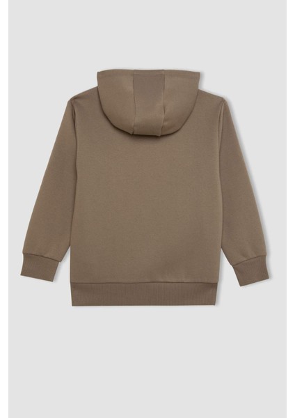 Erkek Çocuk Cepli Yazı Baskılı Kapüşonlu Okul Sweatshirt C7567A824WN