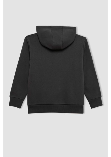 Erkek Çocuk Cepli Yazı Baskılı Kapüşonlu Okul Sweatshirt C7567A824WN