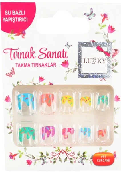 Lukky Şekerleme Baskılı Yapışkanlı Takma Tırnak Seti