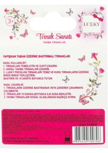 Lukky Şekerleme Baskılı Yapışkanlı Takma Tırnak Seti
