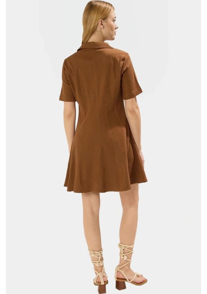Gabardin Kumaş Mini Elbise Belden Açılan Dikiş Detayı Günlük Stil Premium Kalite modelleri